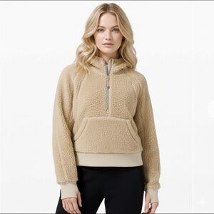 Lululemon Cozy Half-Zip Sherpa Pullover in Tan